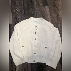 H&M Off-White Women’s Button-Up Cardigan Size Large